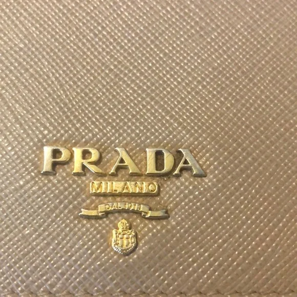 PRADA Vitello Continental Flap Travel Wallet, Cammeo